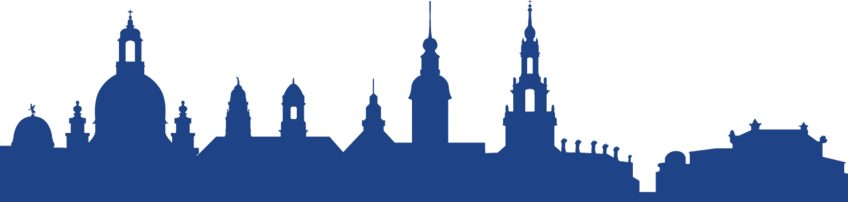 A silhouette of Dresden's ornate Old Town